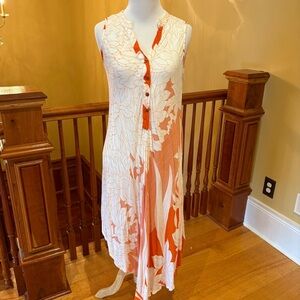 Floral Tropical Vacation Creamsicle Summer Flowy Lightweight Sundress Sz S